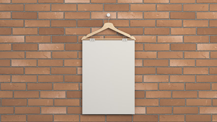 Blank white vertical poster on hanger