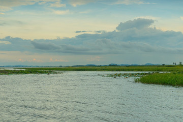 Bueng Boraphet Lake at sunset in Nakhorn Sawan Province, Thailand