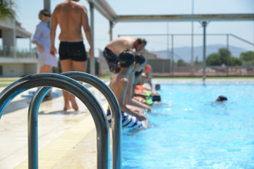 Pool party summer time kids friends vacation