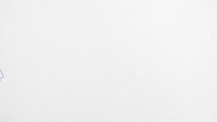 4K line drawing of a walking across the screen, blue ink on white textured paper with space for text above.