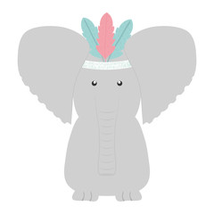 elephant with feathers hat bohemian style