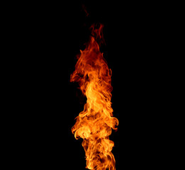 Fire flames on black background