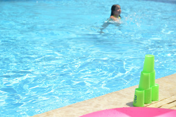 Pool party summer time kids friends vacation