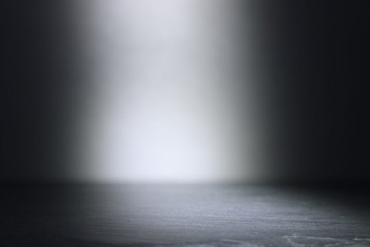 background of abstract dark concentrate floor scene with mist or fog, spotlight and display