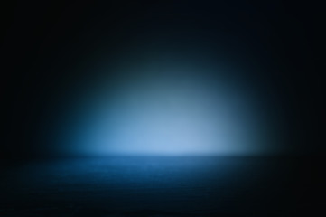 background of abstract dark concentrate floor scene with mist or fog, spotlight and display