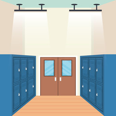 set of lockers in school corridor