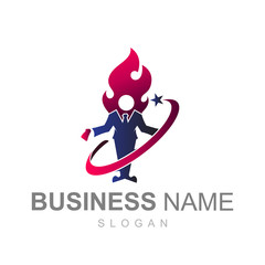 people logo with a burning spirit, business icon vector