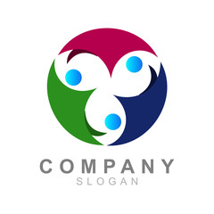 logo of three people who are forming a circle, charity logo vector