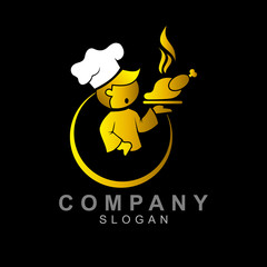 logo restaurant with expert cooking power, chef logo and restaurant icon, grilled chicken dishes logo