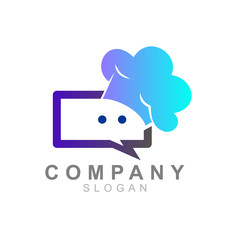 Obraz premium chat logo and chef, restaurant delivery icon 