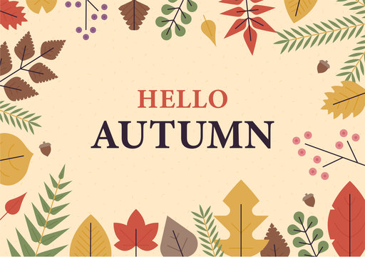 Autumn leaf card. flat design style minimal vector illustration.