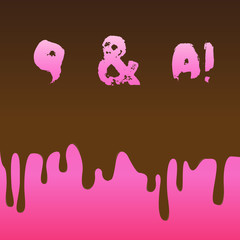 Conceptual hand writing showing Q And A. Concept meaning defined as questions being asked and answers Dripping Melted Chocolate Cream or Brown Paint on Pink Surface