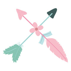 bohemian arrows crossed with feathers and flowers