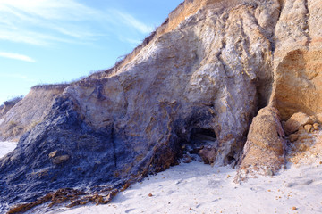 Erosion due to rising water levels and severe Atlantic Ocean storms on a New England beach