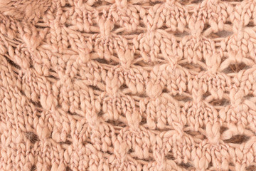 Brown Knitting Texture or Knitted Texture Background Close Up View 2