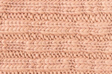 Brown Knitting Texture or Knitted Texture Background Close Up View