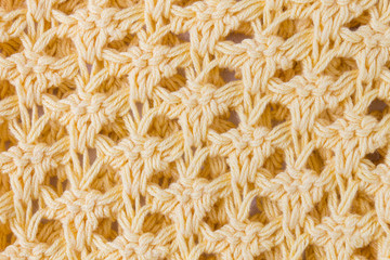 Dark Yellow Knitting Texture or Knitted Texture Background Close Up View