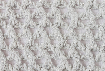 White Knitting Pattern or Knitted Pattern Background Close Up View