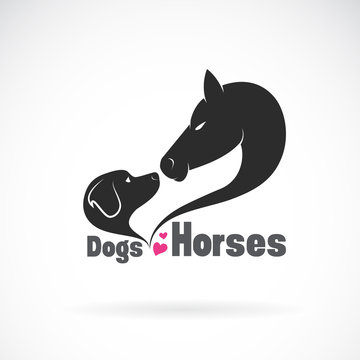 Vector of dog(Labrador) and horse head on white background. Pet. Animal. Easy editable layered vector illustration.