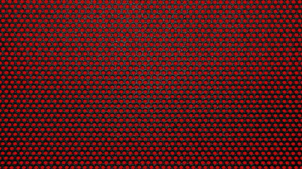 Black metal grille in a red circle.The texture of the black grille in a circle. - obrazy, fototapety, plakaty