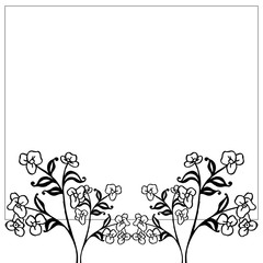 Vector illustration flower frame pattern black and white isolated with on white backdrop