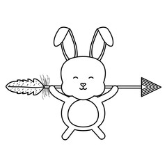 cute little rabbit with arrows and feathers