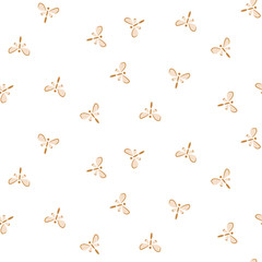 Moth insect simple pattern on light pink seamless background.