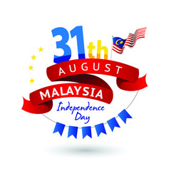Vector illustration of 31 AUGUST HAPPY INDEPENDENCE DAY and Malaysia flag