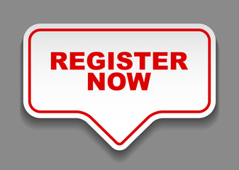 red vector banner register now