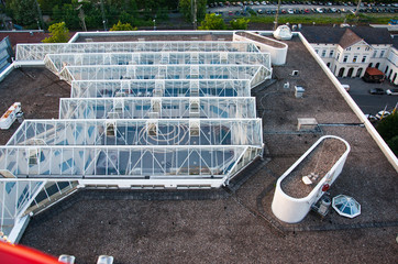 glass roofs, aerial view
