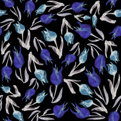 Seamless watercolor pattern with tulips  - 274182774