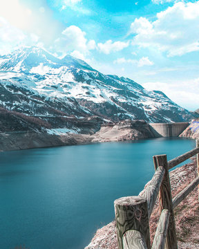 Blue lake in the mountains Lac Du Chevril