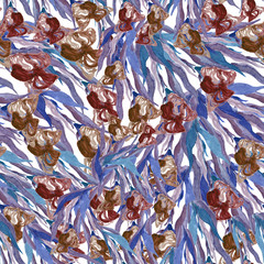 Irises seamless pattern. Hand drawn watercolor botanical illustration. Wallpaper, fabric, giftcraft design. - 274183720