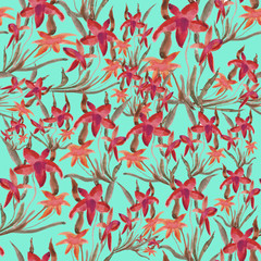 Seamless watercolor background with flowers