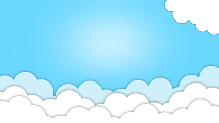 Paper cut Cloudy sky Fresh cartoon  background. use it as your wallpaper, poster and banner design.