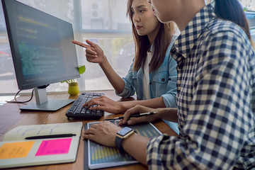 Programmer working in a software development and coding technologies. Website design.Technology...
