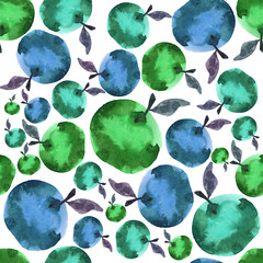 Watercolor background with apples