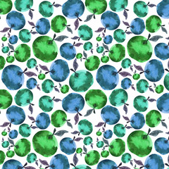 Watercolor background with apples