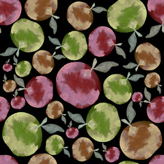 Watercolor background with apples - 274185579