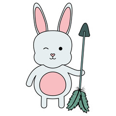 cute little rabbit with arrows and feathers