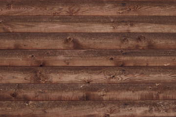 Old shabby wooden fence. Brown faded boards. Oak table, bars, logs. Wood surface. Abstract pattern texture background. Strips, stripes brown slats. Parallel bars.
