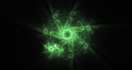 Naklejka na ściany i meble 3D rendering abstract green fractal light background
