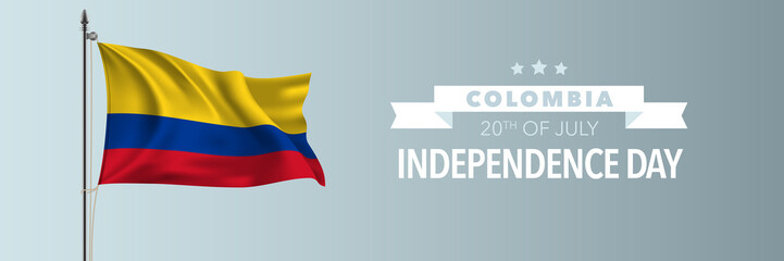 Colombia happy independence day greeting card, banner vector illustration