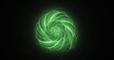 3D rendering abstract green fractal light background