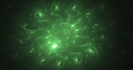 3D rendering abstract green fractal light background