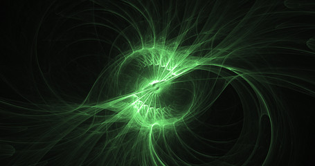 3D rendering abstract green fractal light background