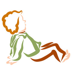 a boy who is resting, doing an exercise or watching something