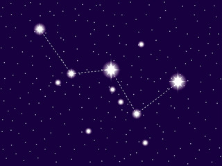 Obraz na płótnie Canvas Cassiopeia constellation. Starry night sky. Vector illustration