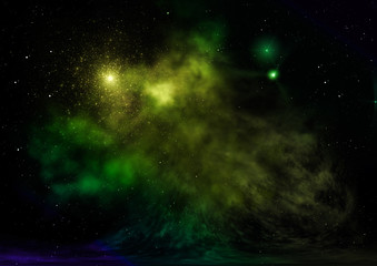 Obraz premium Far being shone nebula and star field. 3D rendering