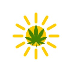 Medical Marijuana Cannabis hemp Logo, sun shape icon 